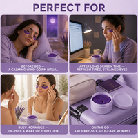 Patchs Hydrogel OEM Marque Privée pour les Yeux, Masque Apaisant à la Lavande, Patchs Gel Sous les Yeux Anti-Poches, Anti-Cernes et Anti-Rides, 60 Pièces