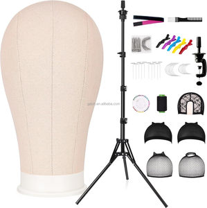 Cabeza de Maniquí para Pelucas de 22 Pulgadas (55.8 cm), Cabeza Decorativa con Soporte para Peluca de 160 cm, Cabeza de Maniquí de Lona para Hacer Pelucas con Soporte de Práctica - Product Image 6