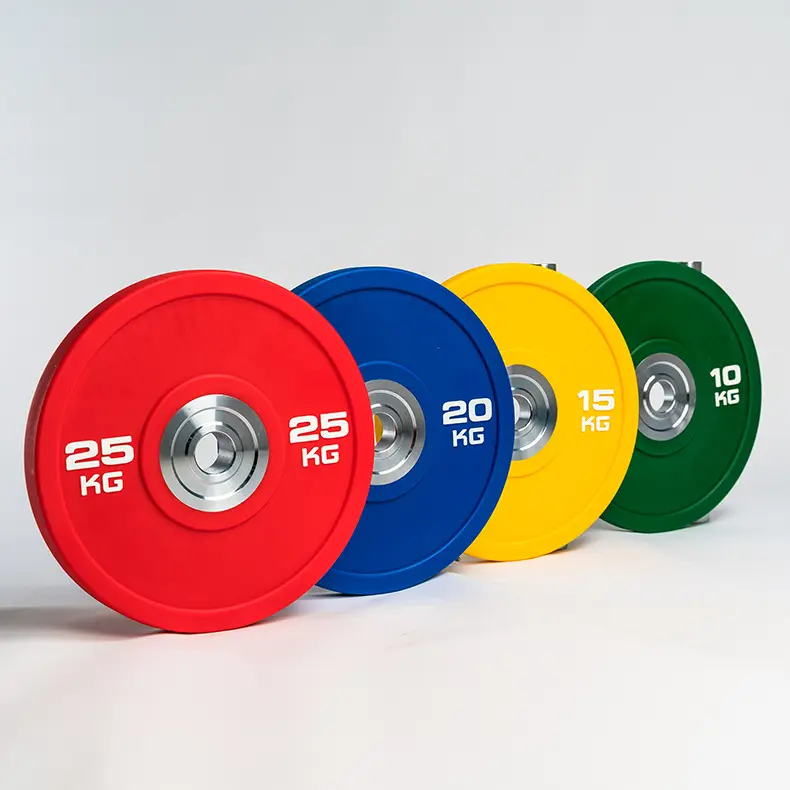 Juego de mancuernas para gimnasio, barras coloridas recubiertas de goma, disco de peso de hierro fundido, placa de peso para Fitness, venta al por mayor