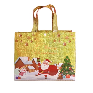 Bolsa de Regalo Reutilizable de Tela No Tejida con Brillo Navideño, Asa de Hombro, Colores y Diseños Personalizables para Compras - Product Image 1