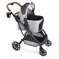 Poussettes pour animaux de compagnie pliables et détachables en aluminium imperméables personnalisées en gros, poussettes de luxe à 4 roues pour petits chiens, chariot pour chiens et chats