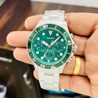 Montre chronographe à quartz pour homme, lunette rotative, bracelet en acier inoxydable, aiguilles lumineuses, fenêtre de date, style sport plongeur