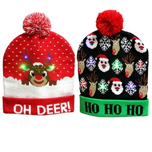 Gorros Navideños de Moda para Invierno, con Luces LED Intermitentes, Gorros de Santa Claus Coloridos de Punto para Niños - Product Image 1