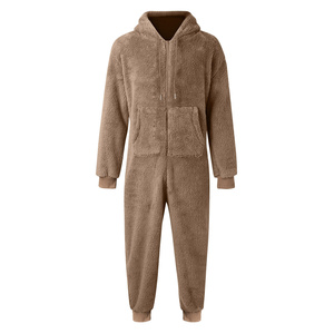 Winter Warm Teddy Fleece Pajamas for <strong>Men</strong> Plush Zipper <strong>Onesie</strong> <strong>Fluffy</strong> Hooded Sleepwear One Piece Sleep Lounge Pajama Jumpsuits - Product Image 6