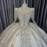 Robes de mariée Jancember CM118, magnifiques robes de bal en satin à col carré et cristaux
