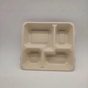 กล่องอาหารชานอ้อยแบบใช้แล้วทิ้ง กันน้ำ กันน้ำมัน ย่อยสลายได้ หรูหรา มีฝาปิด 5 ช่อง ความจุ 110 ออนซ์ - Product Image 4