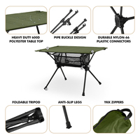 Table pliante légère KINGGEAR pour la randonnée, le barbecue, la plage, le camping, la randonnée en sac à dos, petite table pliante d'extérieur en aluminium, mini table de camping