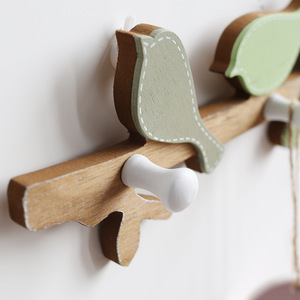 Mới lạ bằng gỗ tường móc Chim nghệ thuật cho phòng khách khăn chủ Key rack móc áo - Product Image 3