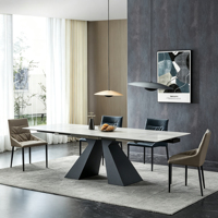 Table à manger extensible en dalle de pierre, style minimaliste italien, extra-longue, extensible des deux côtés, pliante, pour usage hôtelier