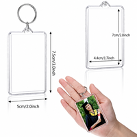 12'li Paket 2x3 İnç Boş Akrilik Fotoğraf Anahtarlıkları Şeffaf Çift Taraflı Resim Eklemeli Anahtarlık DIY El İşi İçin