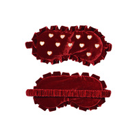 Masque pour les yeux en dentelle velours rouge bordeaux - Conception confortable pour l'ombrage, idéal pour le bureau/la pause déjeuner, style épuré, personnalisation du logo