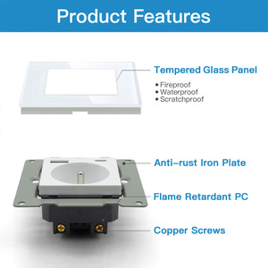 Enchufe de pared estándar europeo tipo 86 con panel de vidrio templado y base cuadrada para uso doméstico - Product Image 4