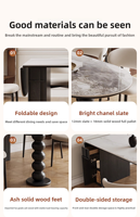 Table de Salle à Manger Vintage en Bois Massif de Noyer, Salon, Table de Salle à Manger Légère, Luxe Moderne, Minimaliste, Italienne Noire