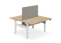 Bureau de travail électrique réglable en hauteur avec écran de séparation et armoire de rangement latérale
