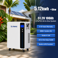 Inverter Hybrid OEM 5kW 5.12kWh 51.2V 100Ah dengan Baterai untuk Amerika Latin Venezuela Meksiko 127V 220V Plug