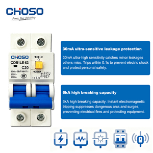 Interruptor Diferencial Compacto CHOSO (RCCB/RCBO/Mcb) con Protección Contra Cortocircuitos y Sobrecarga, GFCI 2P63A <span class=keywords><strong>10A</strong></span> - Product Image 3