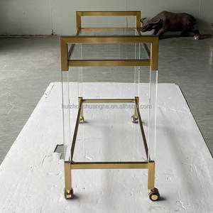 आधुनिक लक्जरी मिनी कॉफी बार मोबाइल कार्ट मूल कारखाने स्टेनलेस स्टील एक्रिलिक ट्रॉली होम होटल और डाइनिंग उपयोग के लिए - Product Image 6