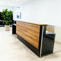 Meubles de bureau en gros, comptoir de réception en bois, bureau de réception en forme de voiture, bureau de réception pour 2 personnes, noir