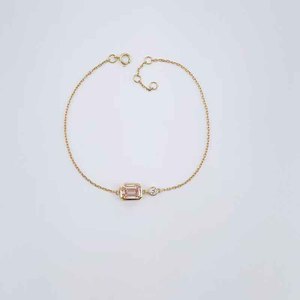 Bracelet en or jaune 18 carats réglable, romantique, élégant, minimaliste, avec diamant <span class=keywords><strong>rose</strong></span> fantaisie de taille émeraude cultivé en laboratoire, bijoux fins pour femmes - Product Image 5