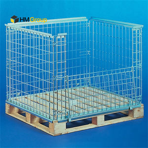 <span class=keywords><strong>Cage</strong></span> de palette en treillis métallique soudée européenne pliable/pliante avec palette en bois - Product Image 4