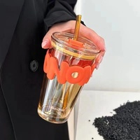 Tasse en paille de verre haute apparence niveau grande capacité tasse à eau ins vent jus café avec tasse cadeau