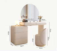YIFAN Miroir LED sur pied moderne et durable, table de toilette murale avec grand meuble de rangement, en bois de pin blanc et panneau MDF, pour villa