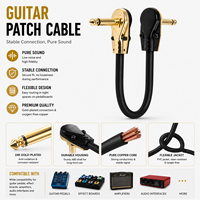 Câble de raccordement pour guitare OEM ODM 6,35 mm (1/4 pouce) à angle droit, plaqué or, pour pédalier d'effets
