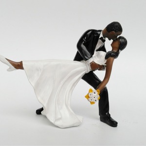 Mariée et marié <span class=keywords><strong>personnes</strong></span> noires danse Tango gâteau Topper Couple noir décoration de gâteau de mariage Figurines de marié - Product Image 5