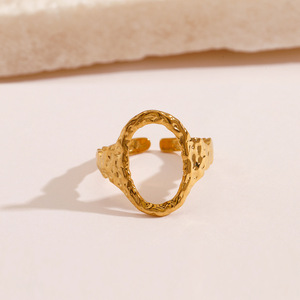 Anillos ovalados de acero inoxidable para mujer, anillo de acero inoxidable geométrico simple hueco, bisutería ajustable, venta al <span class=keywords><strong>por</strong></span> <span class=keywords><strong>mayor</strong></span> - Product Image 4
