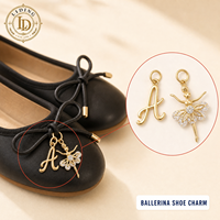 Breloques de chaussures en forme de ballerine dorée, breloques en cristal pour ballerines, accessoires pour chaussures, anneaux de jonction, quincaillerie, personnalisation OEM