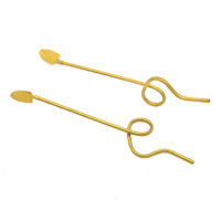 Paille à mélanger incurvée en acier inoxydable poli, en forme de pelle pointue, allongée, pour café, snacks, desserts et glaces