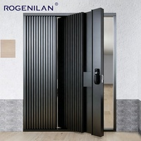Portes d'entrée principales en aluminium à grille extérieure personnalisées ROGENILAN, anti-effraction, pour maisons