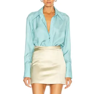 Chemise de luxe à manches longues pour femmes, vêtement de haute qualité élégant et coloré, blouse en soie taché, taille plus, 2020