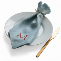 Serviette en lin personnalisée avec monogramme, impression de nom, broderie, nappe, serviette de table, ensemble cadeau pour mariage ou fête
