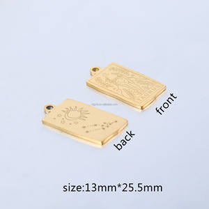 Pendentif vintage en acier inoxydable avec 12 signes du zodiaque, médaillon carré irrégulier doré, bijou esthétique du <span class=keywords><strong>horoscope</strong></span> pour femme, cadeau - Product Image 5