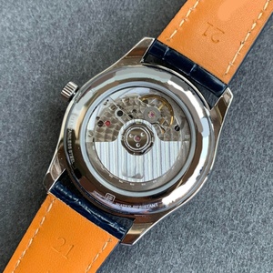 Reloj de Lujo para Hombre, Analógico, Automático, con Fase Lunar, Marcadores de Diamantes, Correa de Cuero Azul, Resistente al Agua, para Negocios - Product Image 6