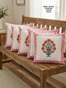 Housse de coussin en pur coton imprimée à la main avec motifs artistiques pour la décoration intérieure, disponible à prix de gros – Offre spéciale - Product Image 2