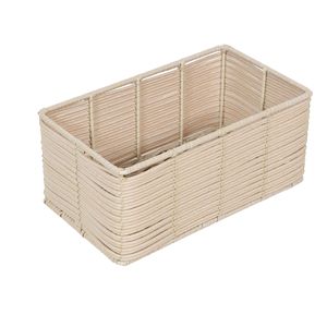 Custom Nordic style faux rattan desktop storage <b>basket</b>, light beige <b>rectangular</b> kitchen seasoning organizer. - Product Image 2