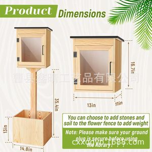 Support de bibliothèque en bois, base de boîte aux lettres extérieure, rangement en bois massif, design sur pied autoportant - Product Image 3
