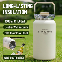 Bouteille d'eau isotherme personnalisée Kingze, grande capacité 1200 ml 1500 ml, en acier inoxydable, thermos, tasse de voyage pour café en plein air