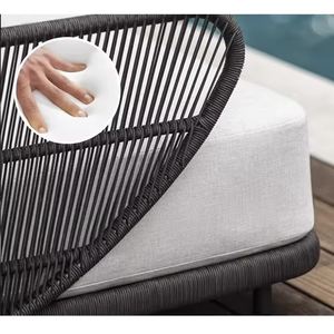 Dwoo Modern Garden Leisure Juego de sofás modulares de 4 piezas para patio Muebles de ratán tejidos Juego de sofás de conversación para patio - Product Image 4