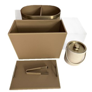 <span class=keywords><strong>Poubelle</strong></span> à ouverture supérieure en métal et cuir au design original pour la maison, la salle de bain, les toilettes, la <span class=keywords><strong>cuisine</strong></span>, le salon, ovale, tri des déchets - Product Image 5