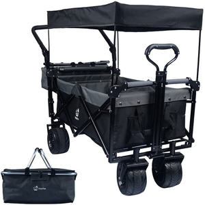 Chariot de camping pliable NapFox avec auvent, roues tout-terrain, pliable pour les courses et l'extérieur - Product Image 1