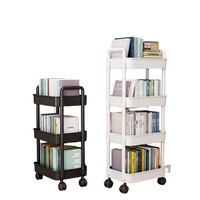 Approvisionnement d'usine Chariot utilitaire en plastique pliable robuste Cuisine Living Food Rolling Storage Rack Office Beverage Spices Bags