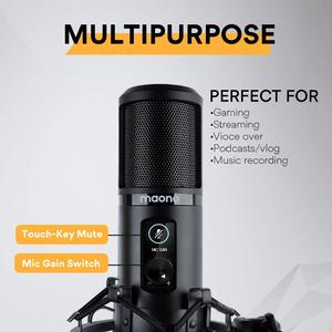 MAONO micrófono USB 192 KHZ/24BIT condensador profesional Podcast micrófono con One-Touch mudo y micrófono control de ganancia - Product Image 5