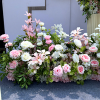 Décoration de toile de fond en roses artificielles en soie rose et blanches pour mariage, événement, fête, faite à la main, durable, accessoires de photographie en extérieur, location