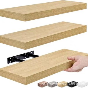 Wooden <b>Wall</b> <b>Shelf</b> Natural Wood Color Rectangle <b>Wall</b> <b>Mounted</b> Living Room Storage Organization - Product Image 5