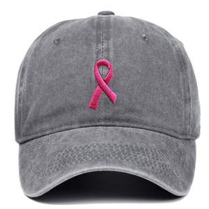 Chapeau de sensibilisation au <span class=keywords><strong>cancer</strong></span> du sein brodé ruban rose Style Vintage <span class=keywords><strong>coton</strong></span> casquette de Baseball réglable pour femme accessoires de mode - Product Image 3
