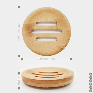 Jabonera Redonda de Bambú Ecológica y Duradera al por Mayor con Diseño Moderno para Ducha y Baño - Product Image 2