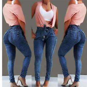 High Waist Jeans for Women Slim Stretch Denim Jean Bodycon Tassel Belt Bandage Push up Jeans Woman J0120 - Product Image 2